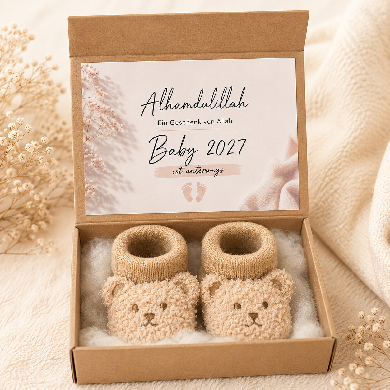 Schwangerschaft verkünden Geschenk mit Wunschtext