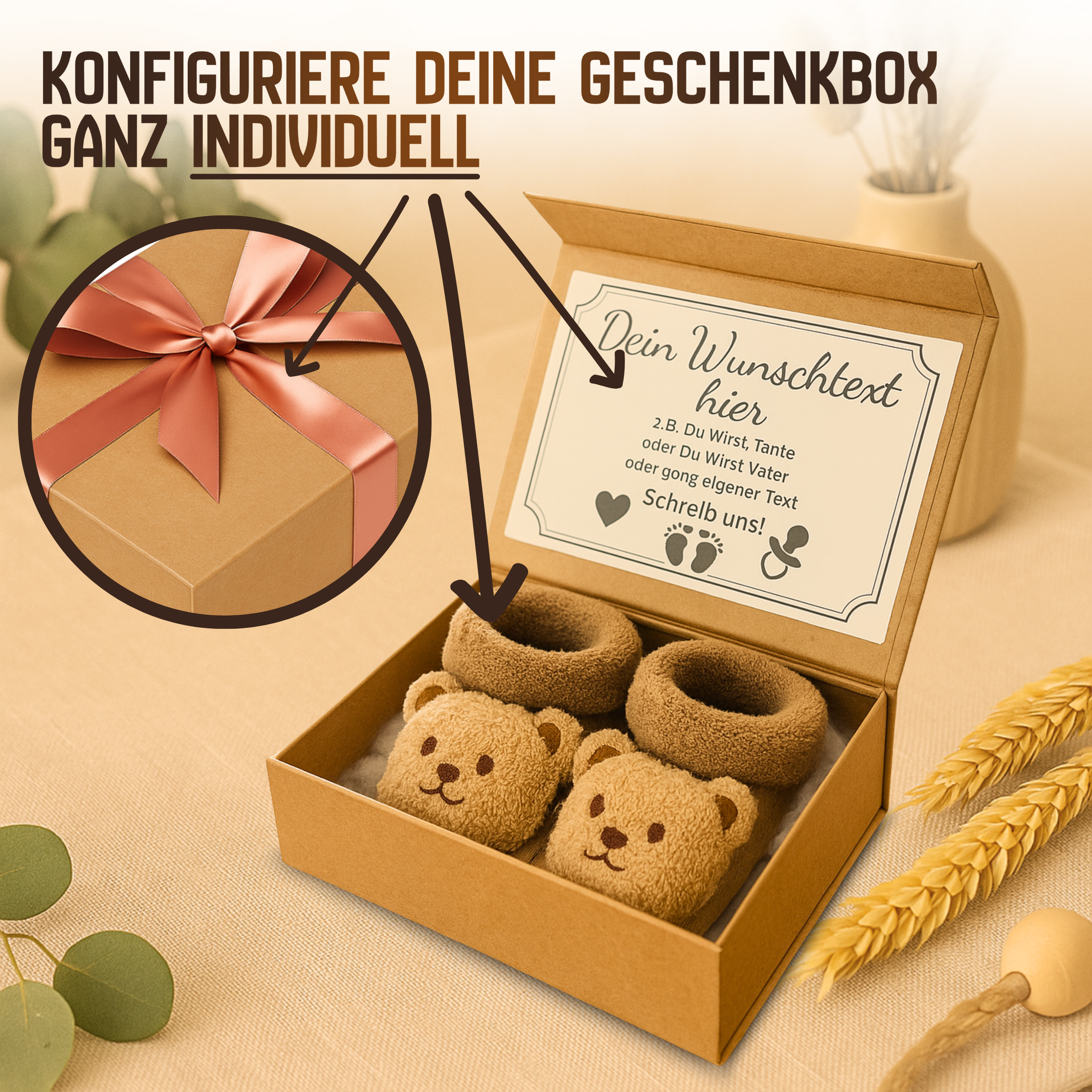 Schwangerschaft verkünden Magnetbox Braun